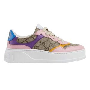 Gucci Colorblock Beige and Pink Platform Sneakers